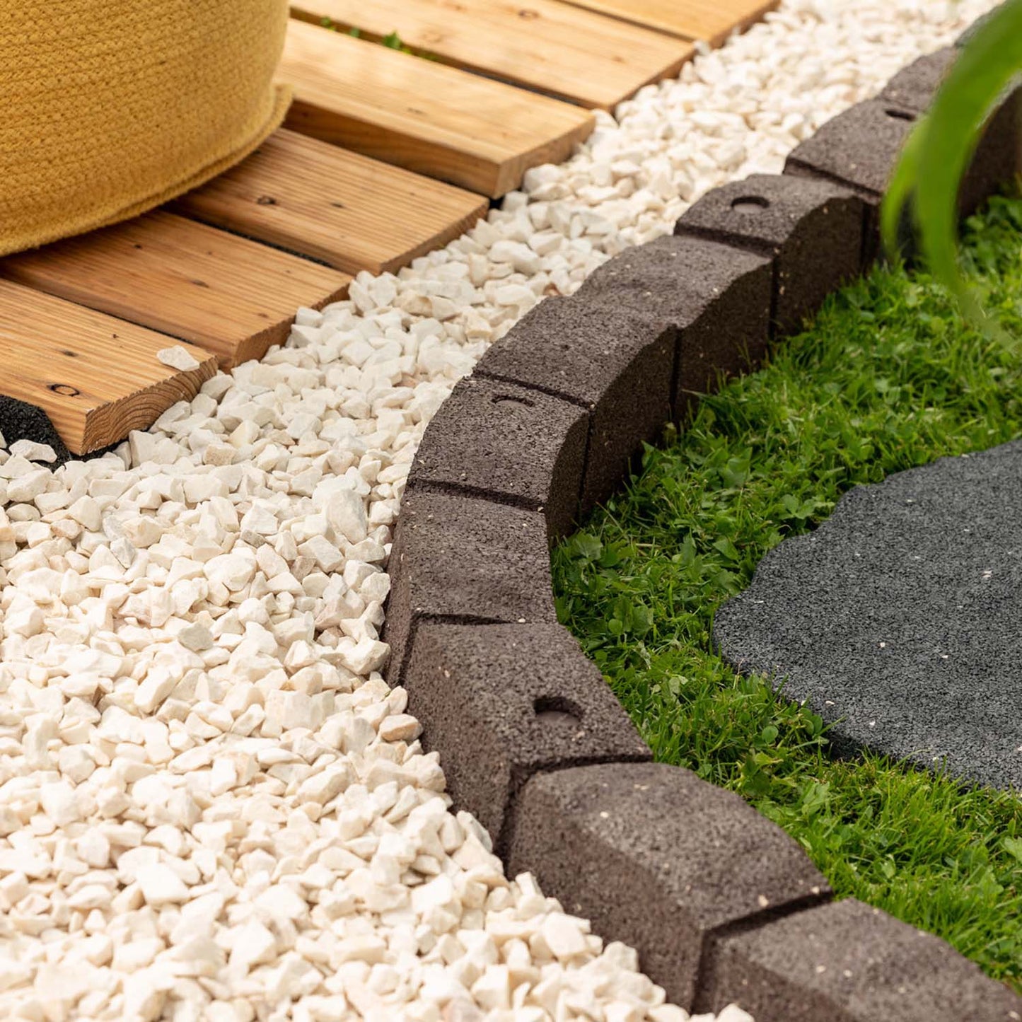 1.2m Recycled Rubber Lawn Edging - Flexi Curve Roman Stone - H8cm