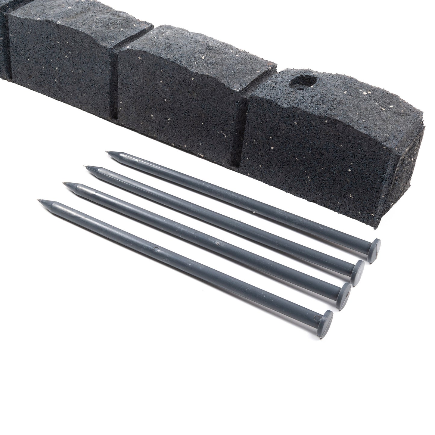 1.2m Recycled Rubber Lawn Edging - Flexi Curve Roman Stone - H8cm