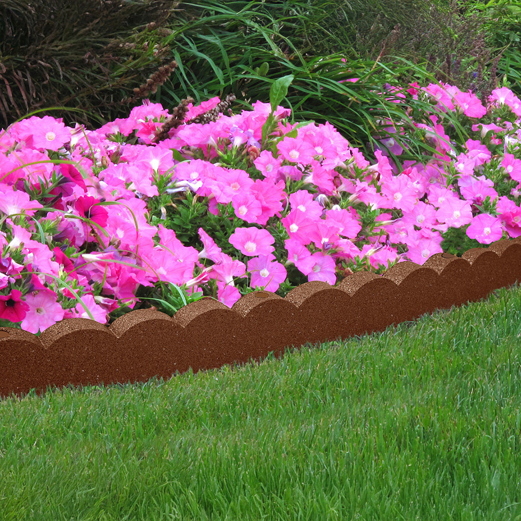 1.2m Recycled Rubber Lawn Edging - Flexi Curve Scallop - H10cm