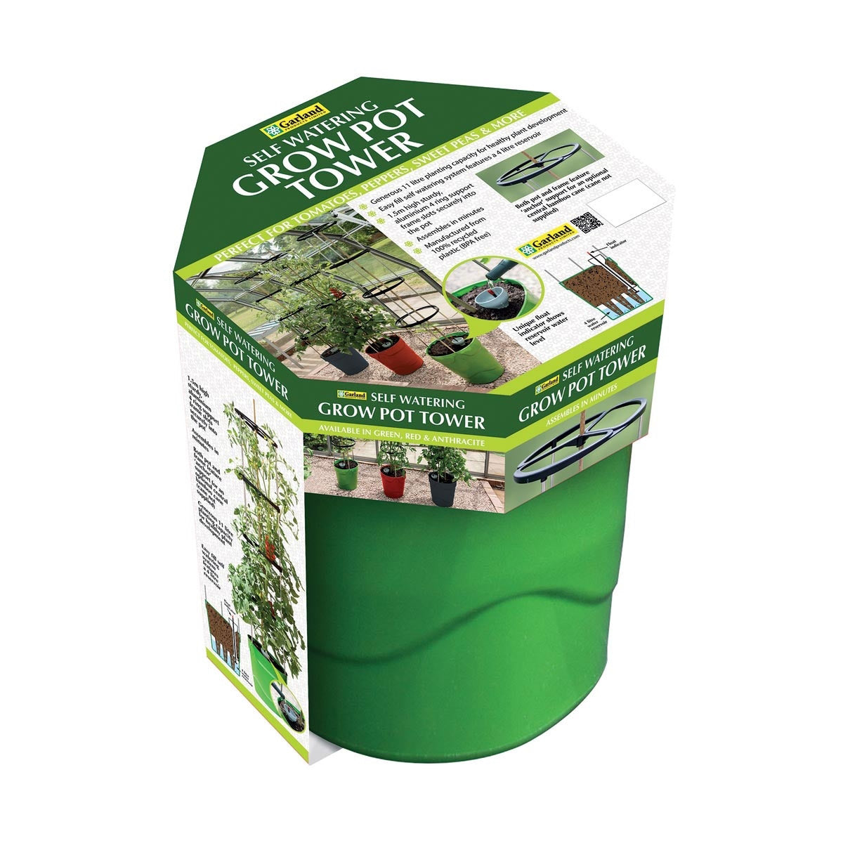 Garland Self Watering Grow Pot Tower - Green