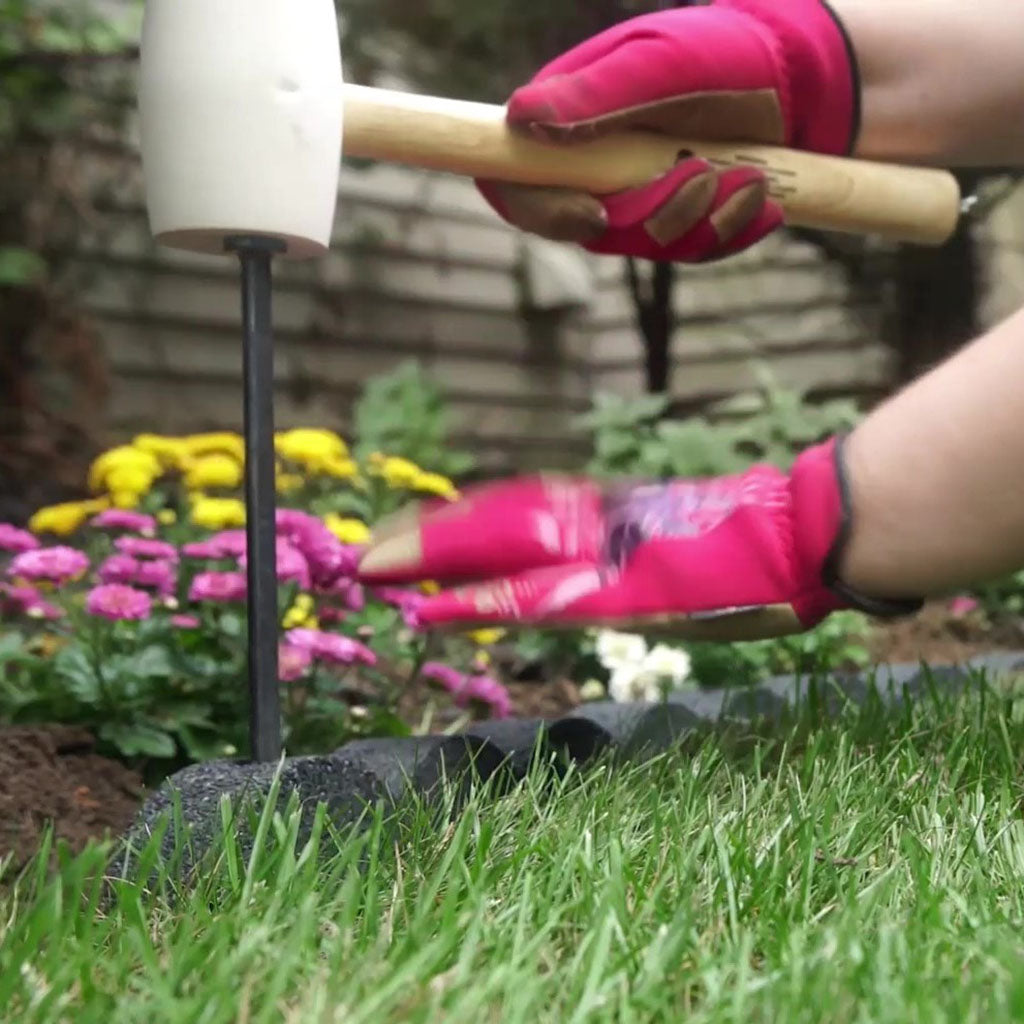 1.2m Recycled Rubber Lawn Edging - Flexi Curve Scallop - H10cm