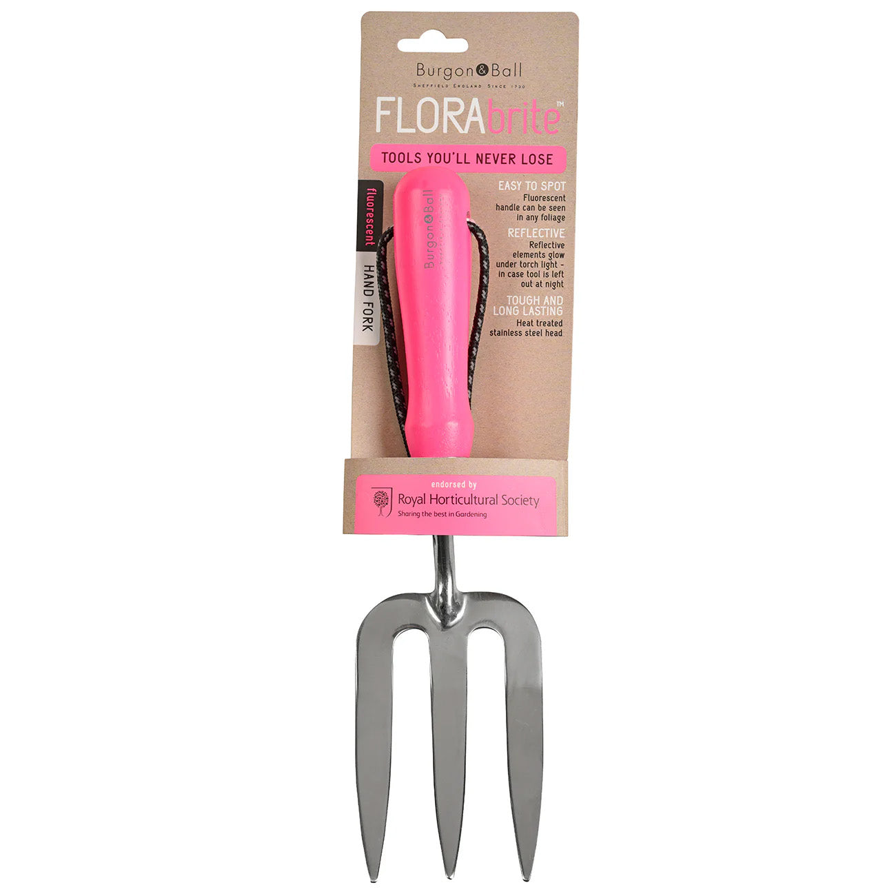 Burgon & Ball FloraBrite Hand Fork - Pink