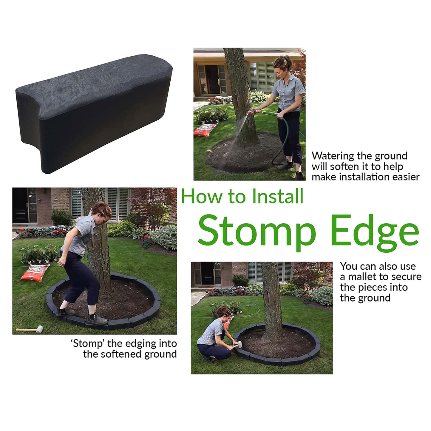 3.6m Stomp Edge Rubber Lawn Edging – H11cm