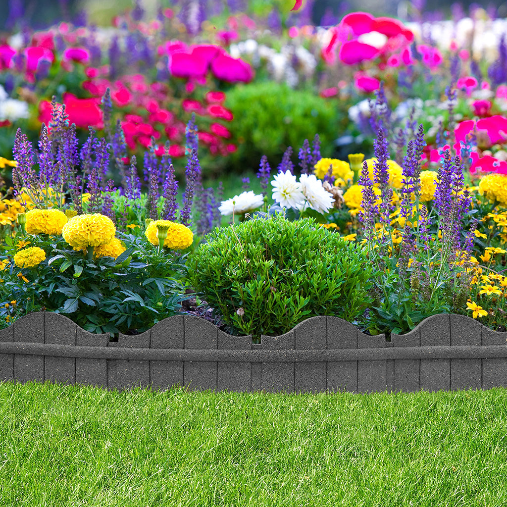 1.2m Recycled Rubber Lawn Edging - Ultra Curve Carolina - H15cm