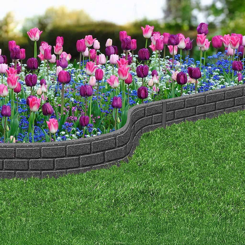 1.2m Recycled Rubber Lawn Edging - Ultra Curve Border Bricks