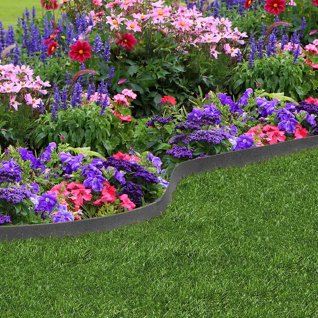 6m Recycled Rubber Flexible Lawn Edging - Border Thinline - H9cm