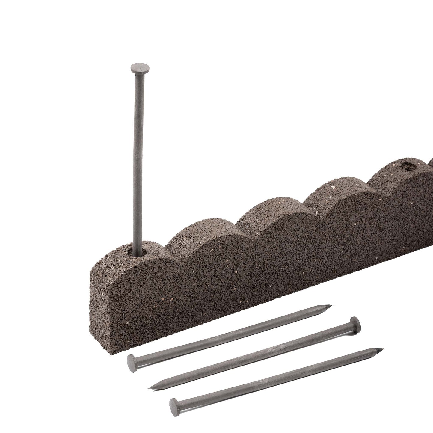 1.2m Recycled Rubber Lawn Edging - Flexi Curve Scallop - H10cm