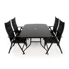 Greenfingers Lorenzo 4 Seater Dining Set - Black