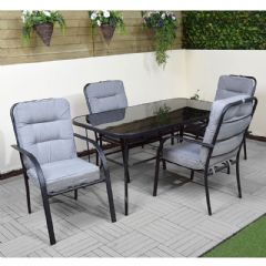 Ellister Siena Steel 4 Armchairs 150cm Rectangular Dining Set