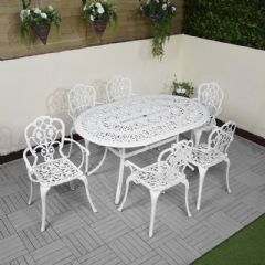 Ellister Stamford Juno 6 Armchair 150cm Table Set - White