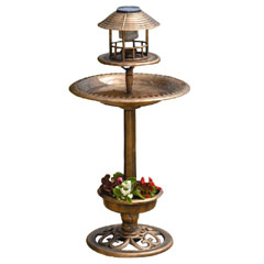 Gablemere Tulip Resin Bird Bath & Feeder with Solar Light and Planter