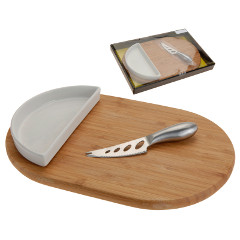 Greenfingers Bamboo Cheese Serving Set with Bowl