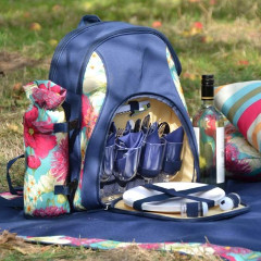 Navigate HotHouse Floral 4 Person Picnic Backpack with Bottle Holder