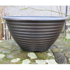 Striation Black and Copper Bowl Planter - 12In