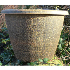 Round Wood Effect Planter - 12.5 In