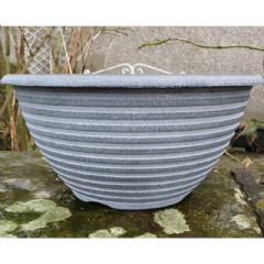 Striation Aged Black Bowl Planter - 12In