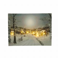 Christmas Canvas with Flickering LEDs - 40 x 30cm