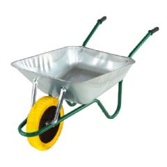 Walsall Wheelbarrow Galvanised Builders Barrow with Puncture Proof Wheel - 85L