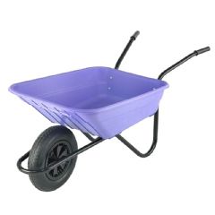 Walsall Wheelbarrow Multipurpose Barrow with Pneumatic Wheel - 90L Lilac