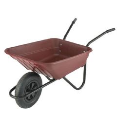 Walsall Wheelbarrow Multipurpose Barrow with Pneumatic Wheel - 90L Burgundy