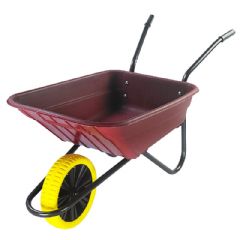 Walsall Wheelbarrow Multipurpose Barrow with Puncture Proof Wheel - 90L Burgundy