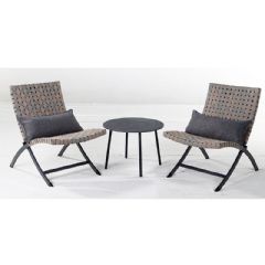 Ellister Rattan 2 Folding Chairs 55cm Circular Bistro Set