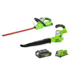 Greenworks Twin Pack Hedge Trimmer and Blower - 24v