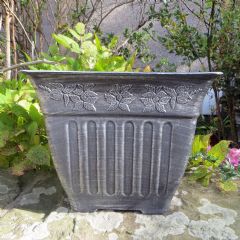 Square Floral Fluted Planter - 34.5cm Width