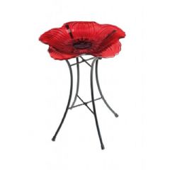 British Legion Decorative Glass Poppy Garden Bird Bath