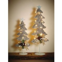 Gardman Pre-Lit Silver Jute Tree - Medium 50cm Height