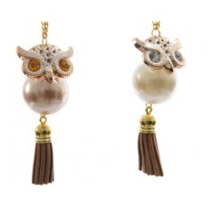 Kaemingk Pearl Owl With Hanger - 9.5cm