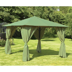 Glendale Steel Gazebo with Side Curtains 3m - Sage