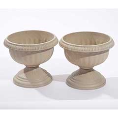 Stone Effect Pedestal Planters Sandstone - 2 Pack