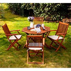 Ellister Portland FSC Acacia 4 Folding Armchair 100cm Octagonal Dining Set