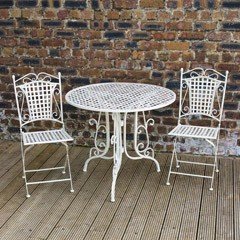 Greenfingers Mercia Iron 2 Folding Chairs 90cm Circular Patio Set