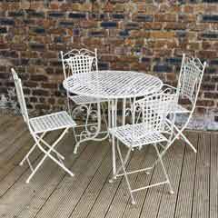 Ellister Mercia Iron 4 Folding Chair 90cm Circular Patio Set