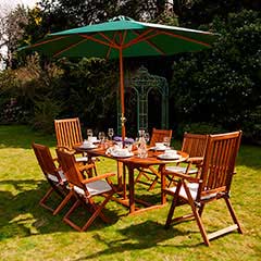 Greenfingers Portland FSC Acacia 6 Folding Chair 150cm Oval Extending Dining Set