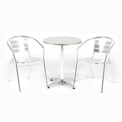 Greenfingers Kensington Aluminium 2 Armchairs 60cm Circular Bistro Set