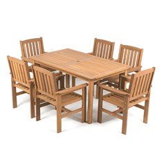 Greenfingers Chessington Balau 6 Armchair 150cm Rectangular Dining Set