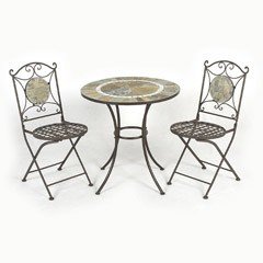 Ellister Amadora Iron 2 x Folding Chairs 70cm Circular Patio Set