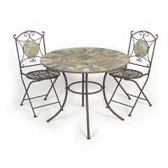 Ellister Nova Iron 2 Folding Chairs 80cm Circular Patio Set