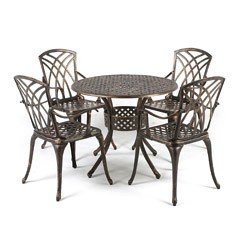 Greenfingers Stamford Cast Aluminium 4 Armchair 85cm Round Outdoor Set