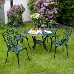 Stamford Ornate 4 Seater Round Set - 90cm Dark Green