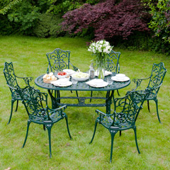 Ellister Stamford 6 Seater Dining Set - Dark Green - 140cm Table