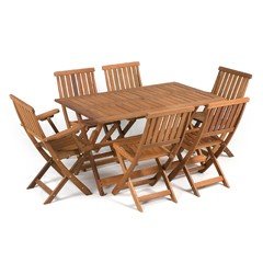 Greenfingers Tropicana Balau 6 Chair 135cm Rectangular Folding Set