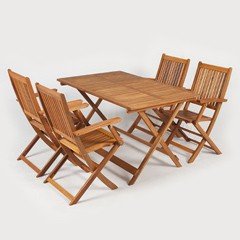 Ellister Portland FSC Acacia 4 Folding Armchair 120cm Rectangular Dining Set