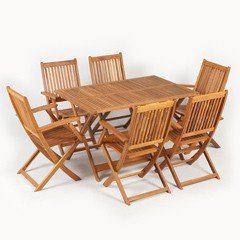 Ellister Portland FSC Acacia 6 Folding Armchair 120cm Rectangular Dining Set