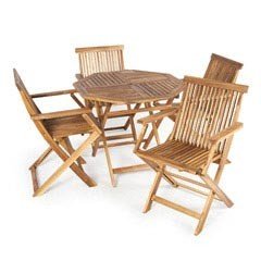 Greenfingers Hawaii FSC Acacia 4 Folding Armchair 90cm Octagonal Folding Set