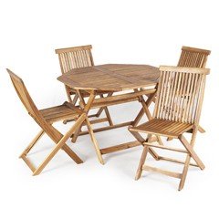 Greenfingers Alnwick FSC Acacia 4 Folding Chair Octagonal Folding Set