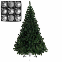 5ft Pine Tree with Silver Glitter Baubles
